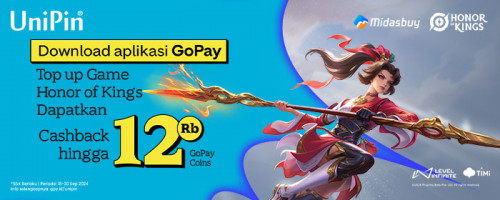 Top up Game Honor of Kings di UniPin Cashback 12Ribu GoPay Coins & Bonus Item Code!